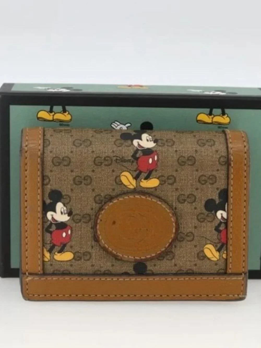 GUCCI Micro GG Supreme Wallet PVC GUCCIxDisney Beige Gold 602534 Auth BA11628A